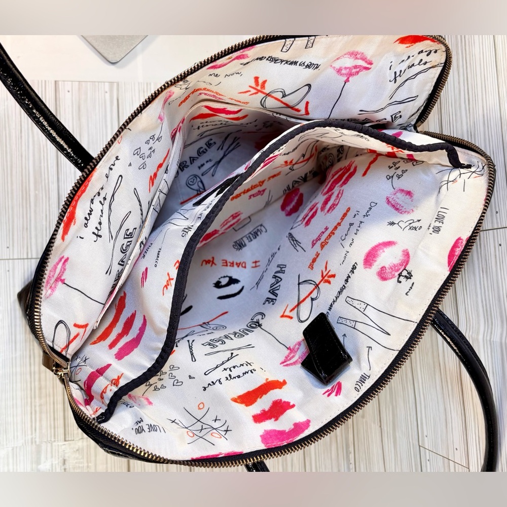 043- Kate Spade Black Patten Leather Laptop Tote Bag - Picture 10 of 13